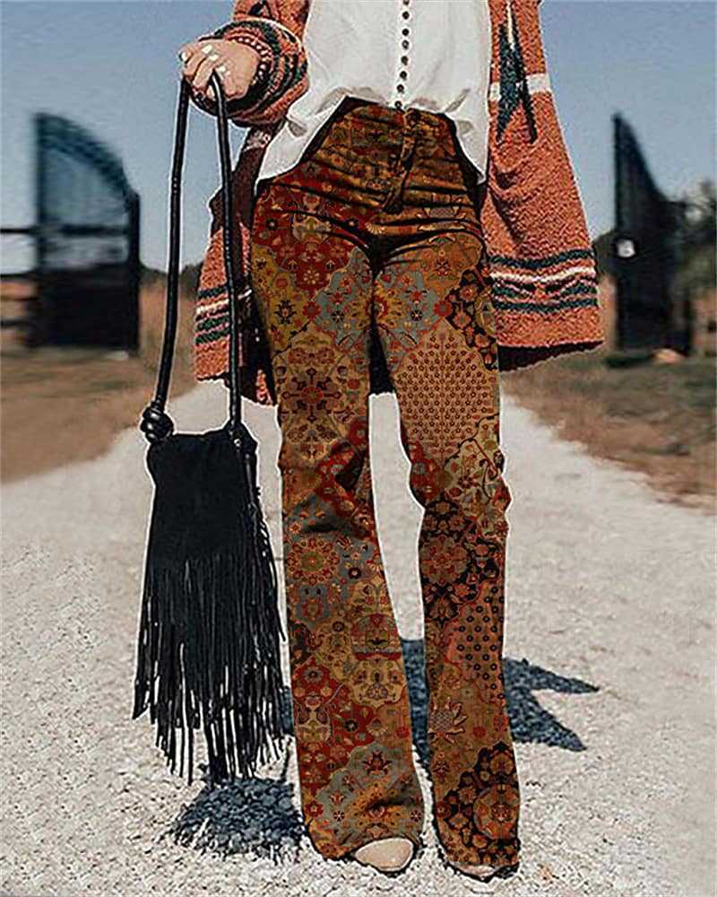 Women's 3D Printed Wide-leg Pants