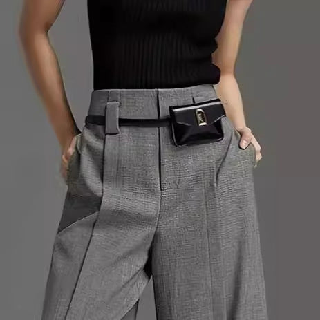 Fashion Casual Slit Wide Suit Pants