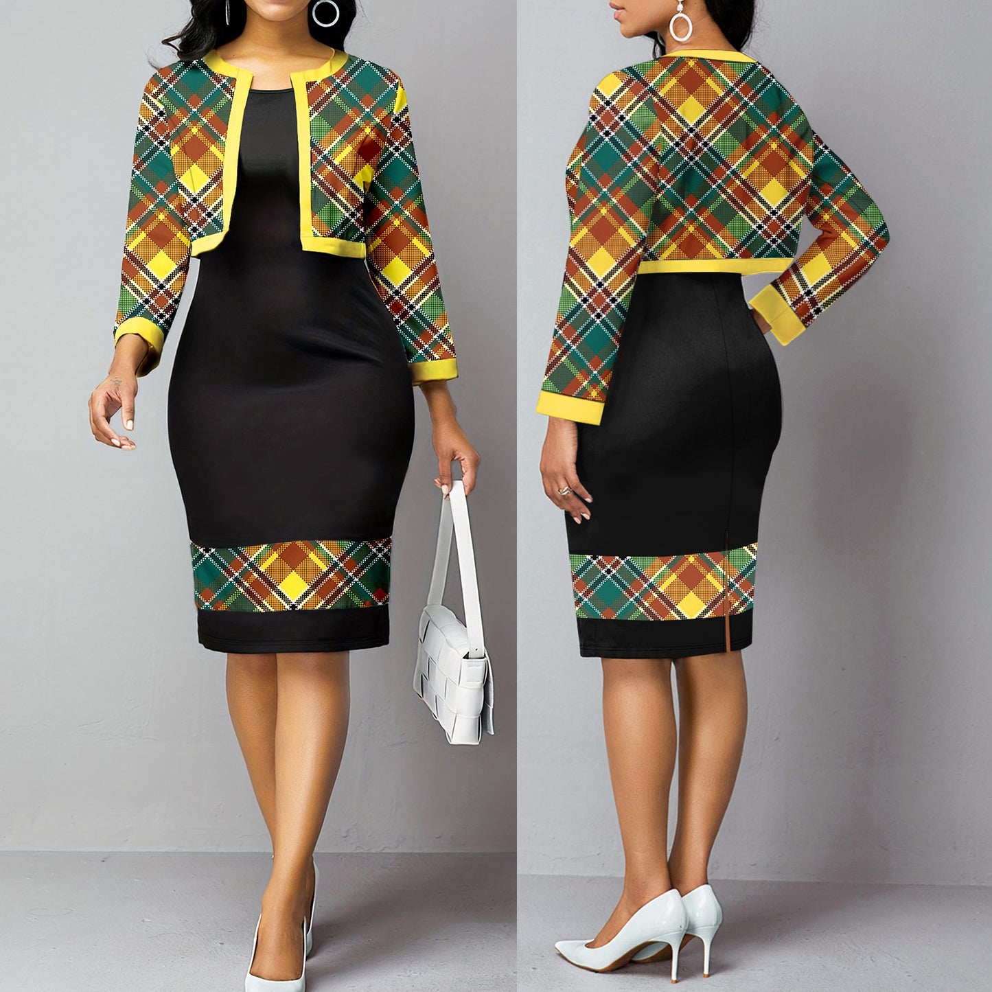 Plus Size Women's Two-Piece Dress and Jacket