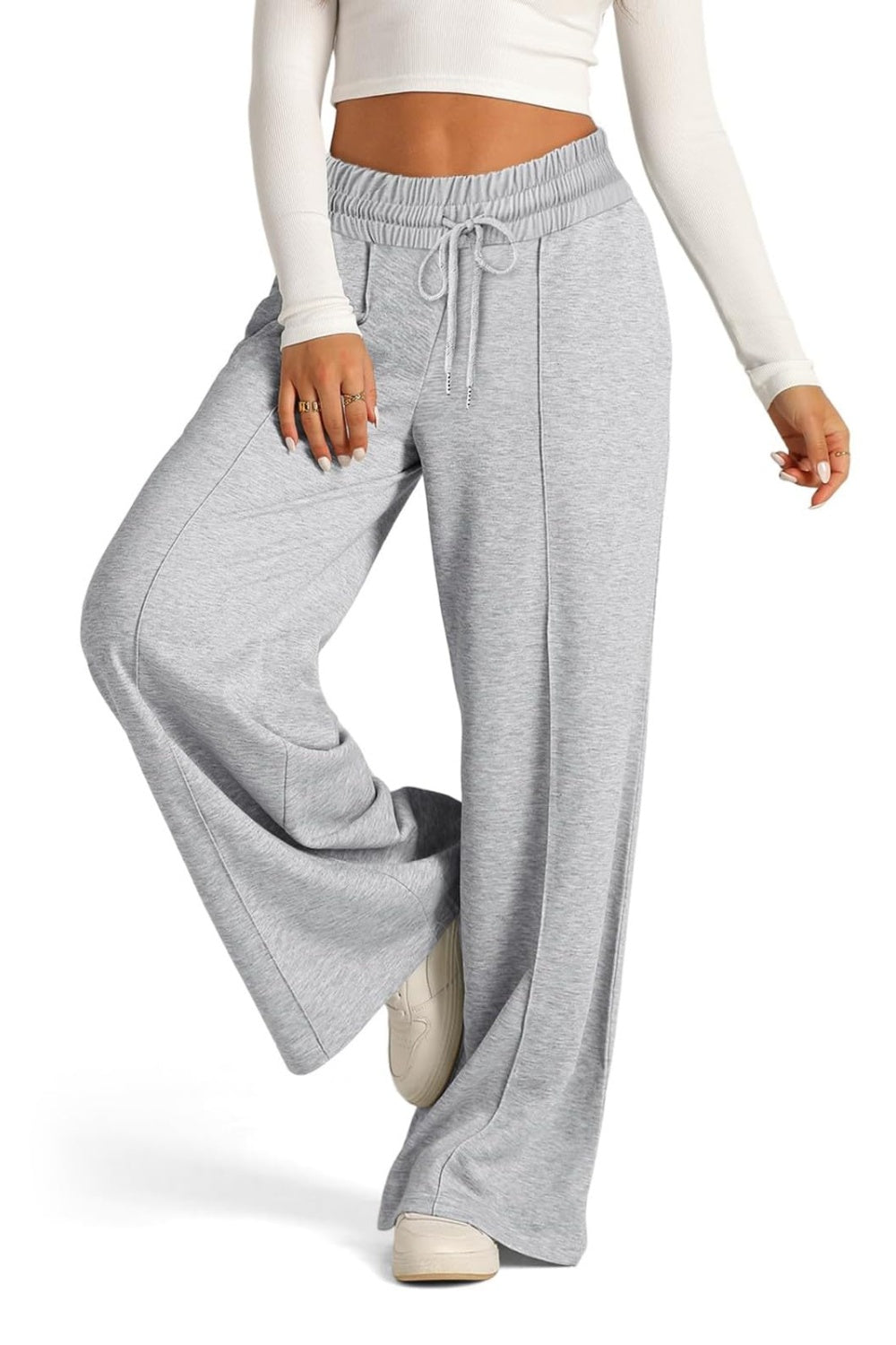 Plus Size Drawstring Elastic Waist Wide Leg Pants
