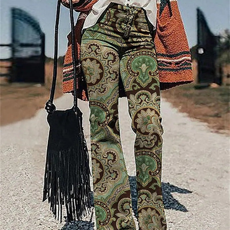 Women's 3D Printed Wide-leg Pants