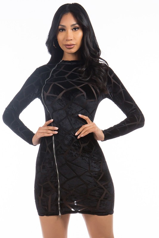 Sultry Black Velvet Party Dress