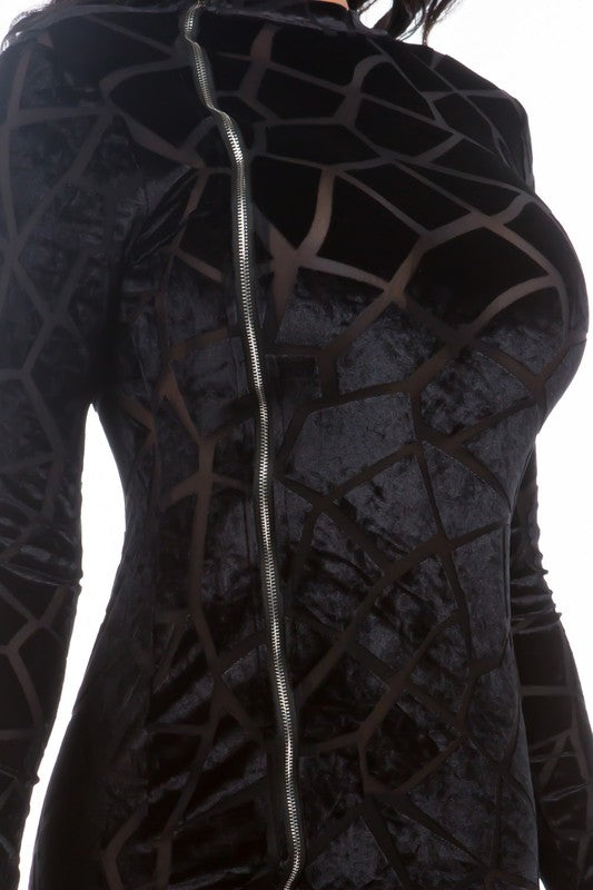 Sultry Black Velvet Party Dress