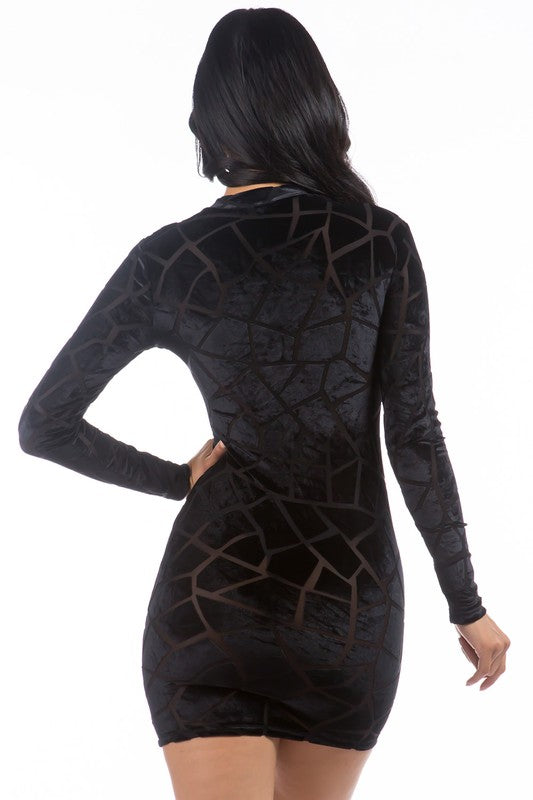 Sultry Black Velvet Party Dress