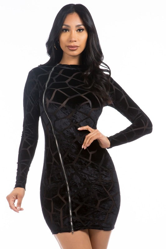 Sultry Black Velvet Party Dress