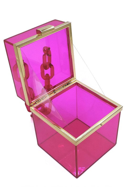 Stylish See-Through Acrylic Chain Crossbody Clutch