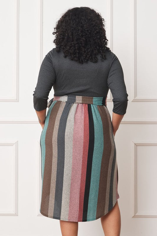 Chic Stripes Plus Midi Dress