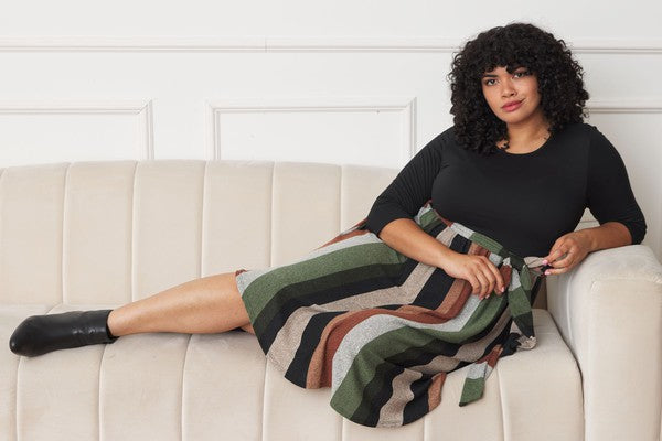 Chic Stripes Plus Midi Dress