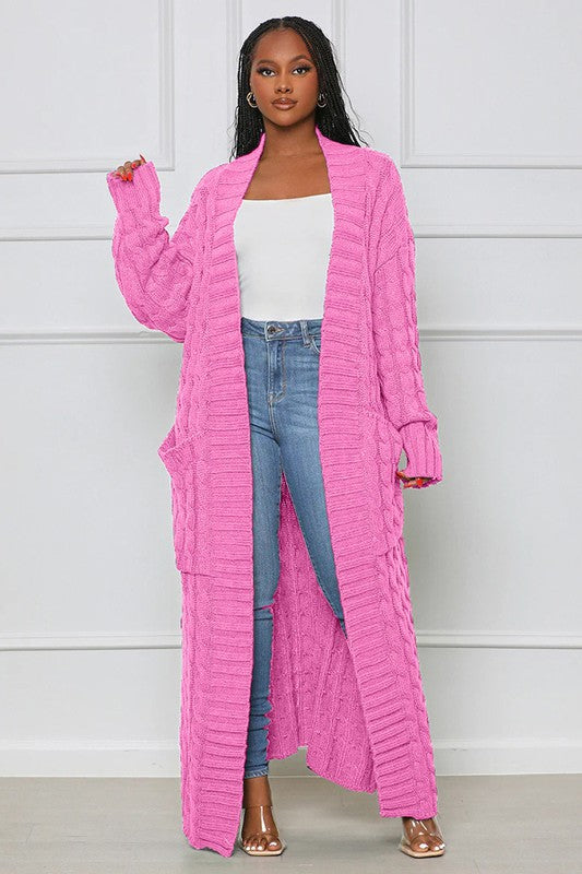 Chic Pink or Brown Maxi Knit Cardigan