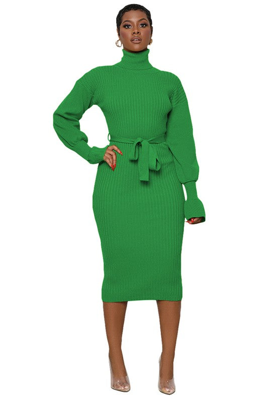 Green Elegant Long Maxi Sweater Dress