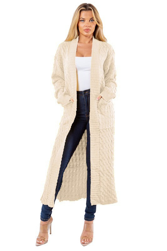 Elegant Cream Maxi Cardigan for Plus Sizes