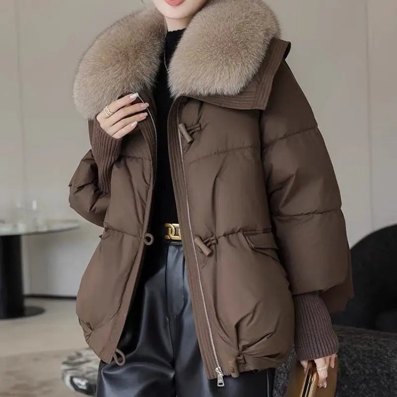 Plus Size Down w/ Short Fur Collar Winter Coat