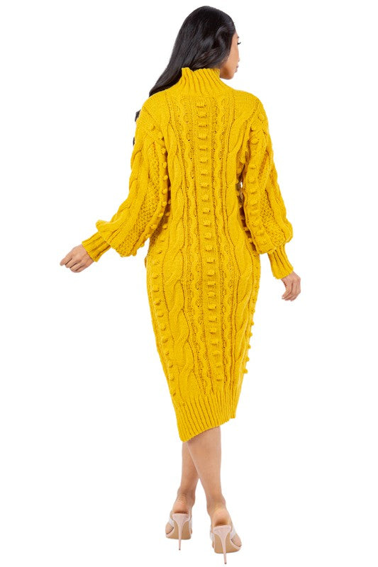 Women's Fashion Yellow Sweater Dress