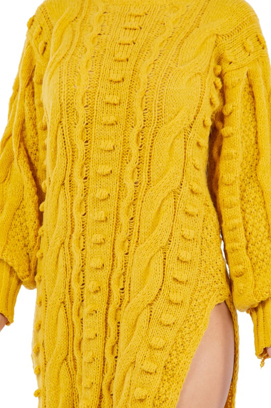 Women's Fashion Yellow Sweater Dress