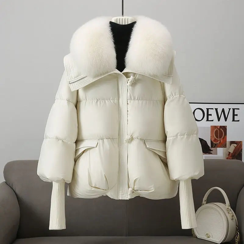 Plus Size Down w/ Short Fur Collar Winter Coat