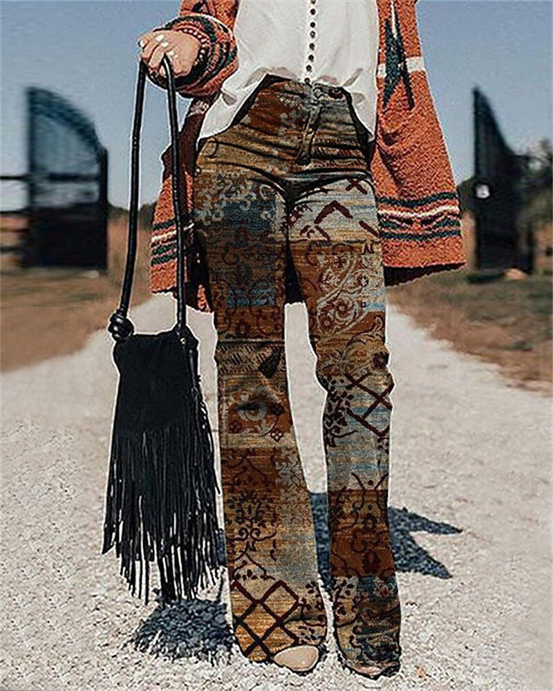 Women's 3D Printed Wide-leg Pants