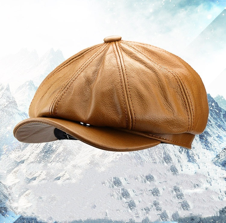 Women's British Cowhide Octagonal Cap
