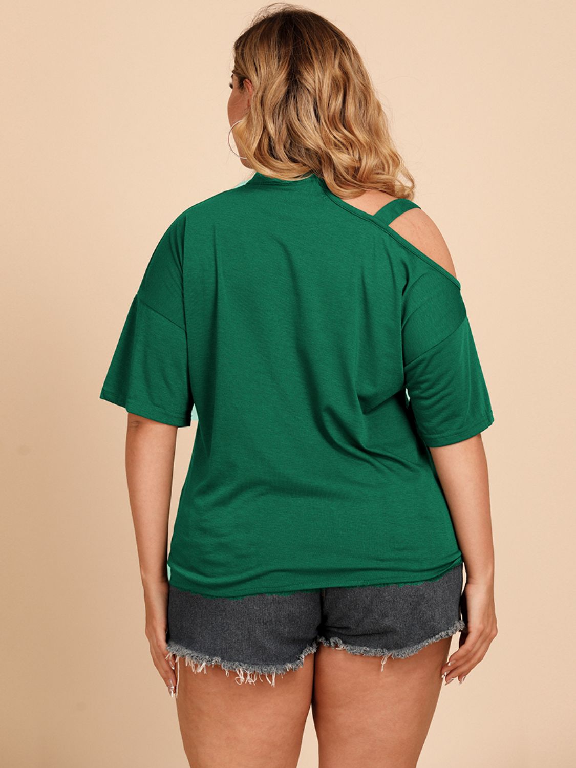 Plus Size Forest Green Tied Shoulder Top