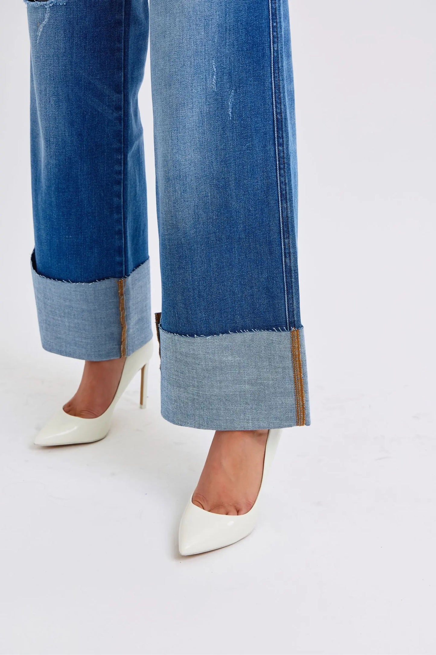 Judy Blue Full Size Distressed Wide Leg Jeans