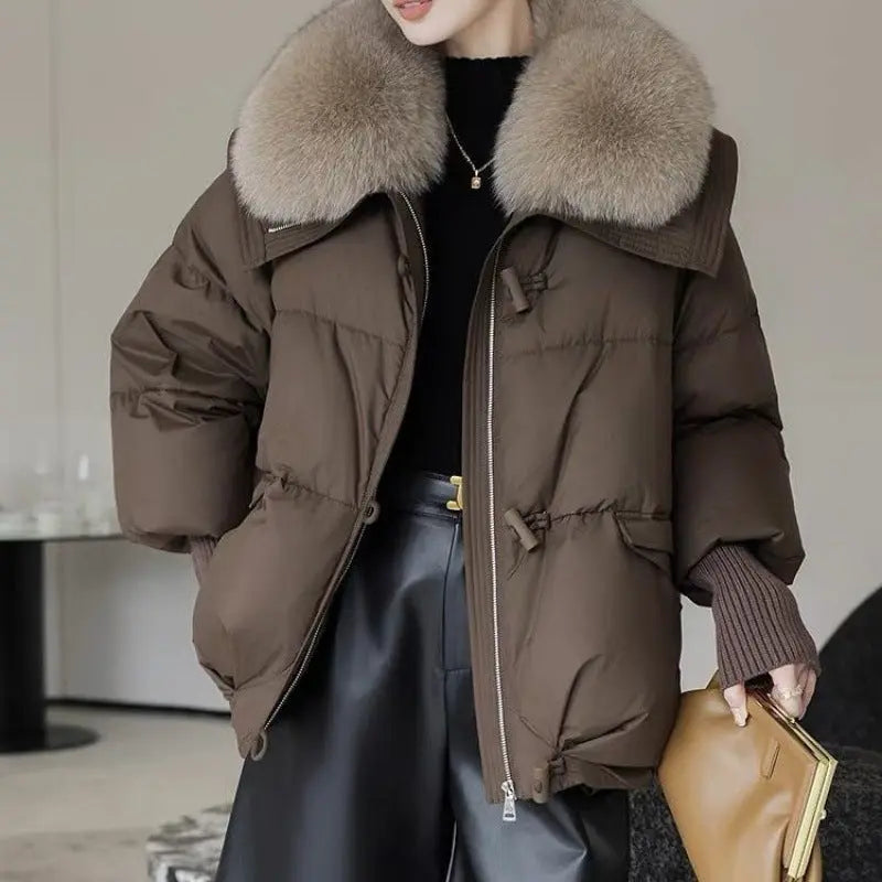 Plus Size Down w/ Short Fur Collar Winter Coat