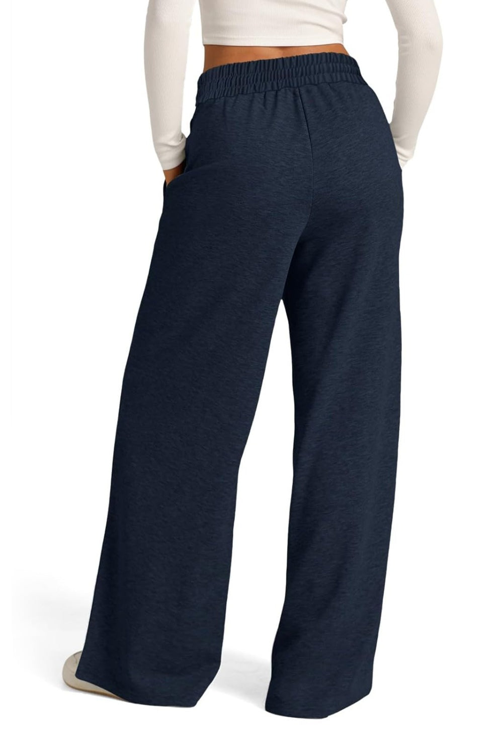 Plus Size Drawstring Elastic Waist Wide Leg Pants