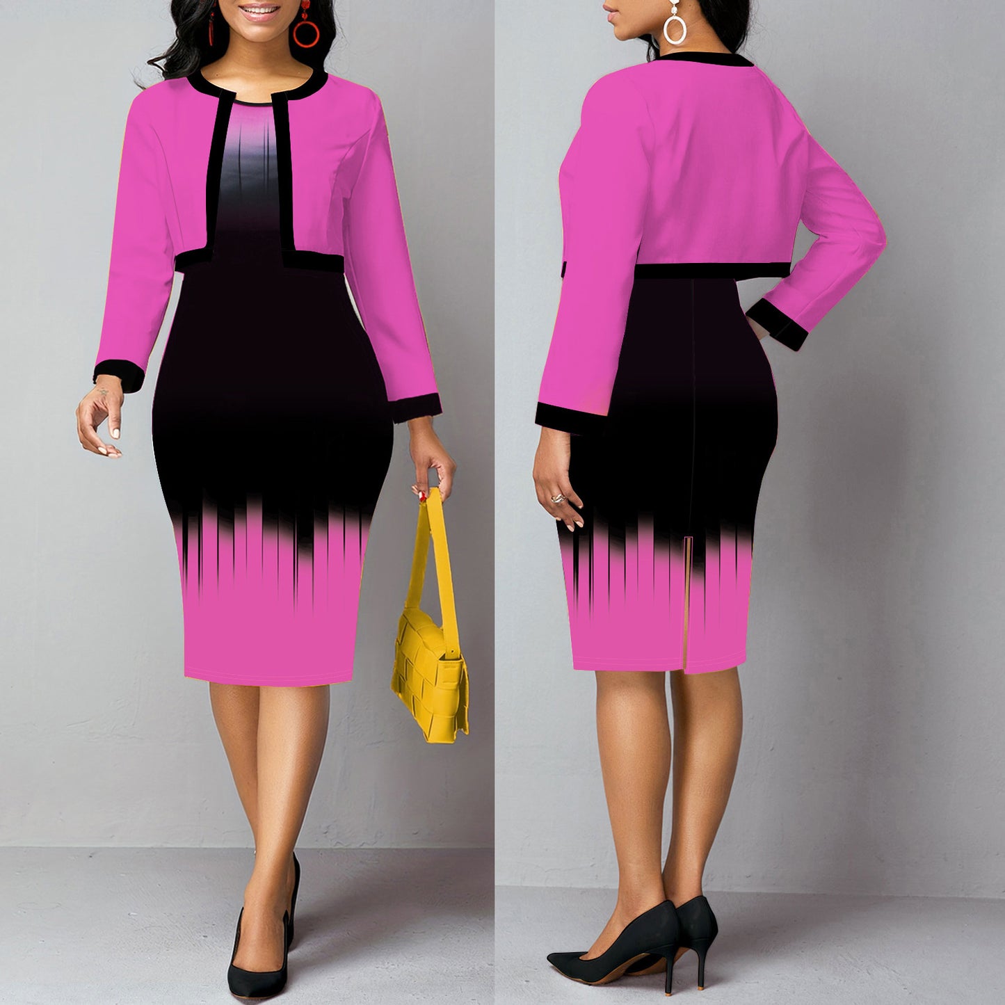 Plus Size Women's Two-Piece Dress and Jacket