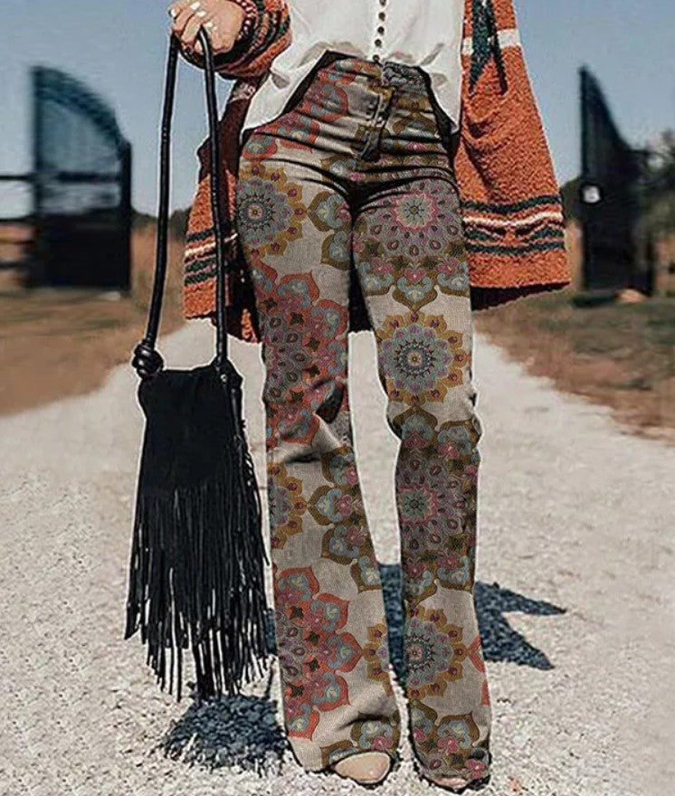 Women's 3D Printed Wide-leg Pants