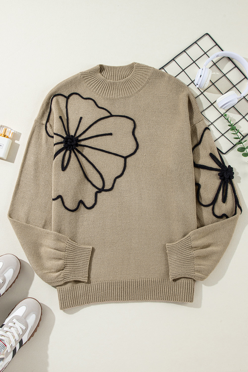 Plus Size Turtleneck Drop Shoulder Sweater