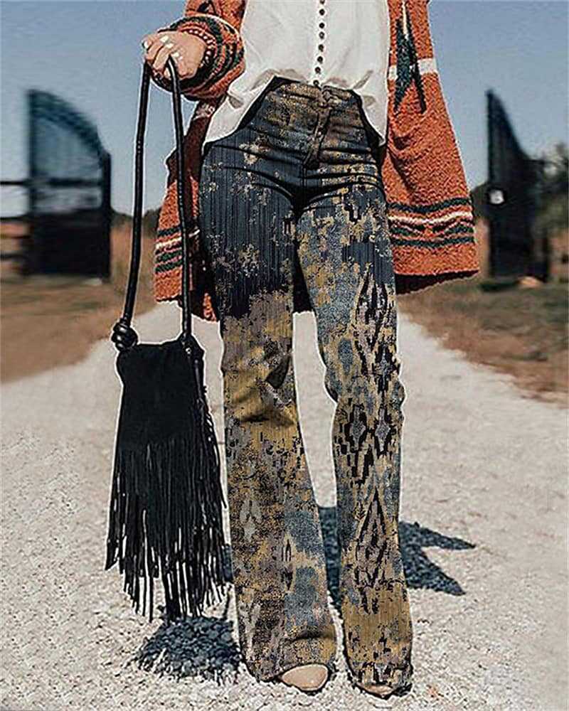 Women's 3D Printed Wide-leg Pants