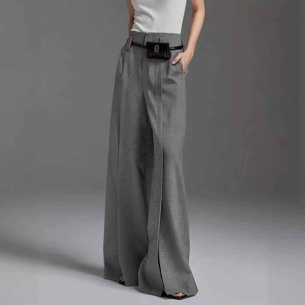Fashion Casual Slit Wide Suit Pants
