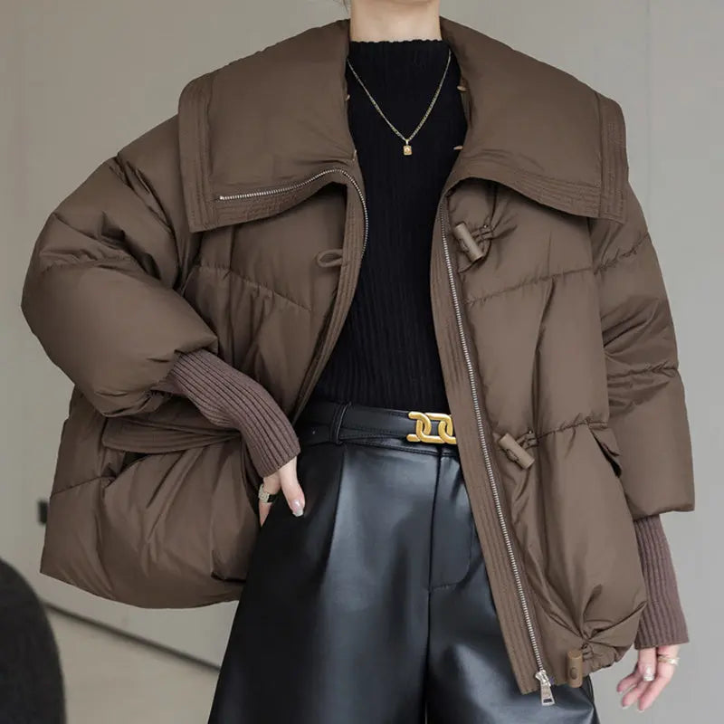 Plus Size Down w/ Short Fur Collar Winter Coat
