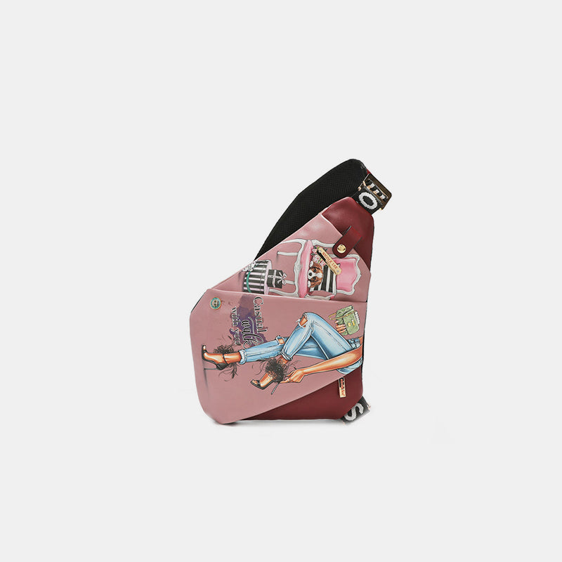 Nicole Lee Chic Vegan Leather Leopard & Lip Crossbody Bag