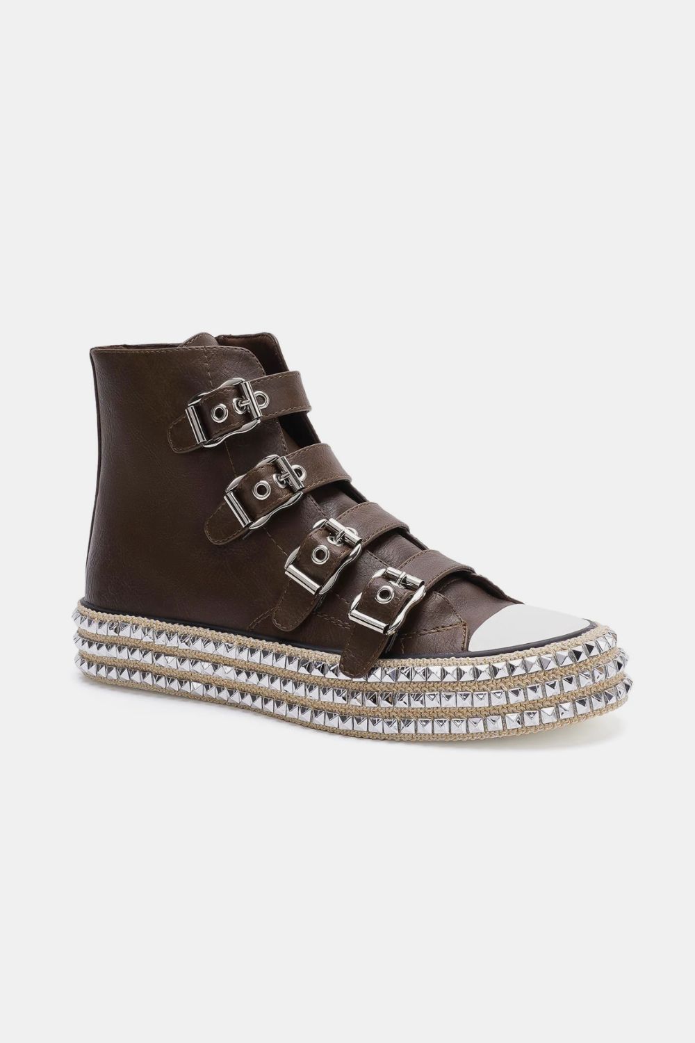 Women's Multi-Buckle Straps Studded Platform Sneakers