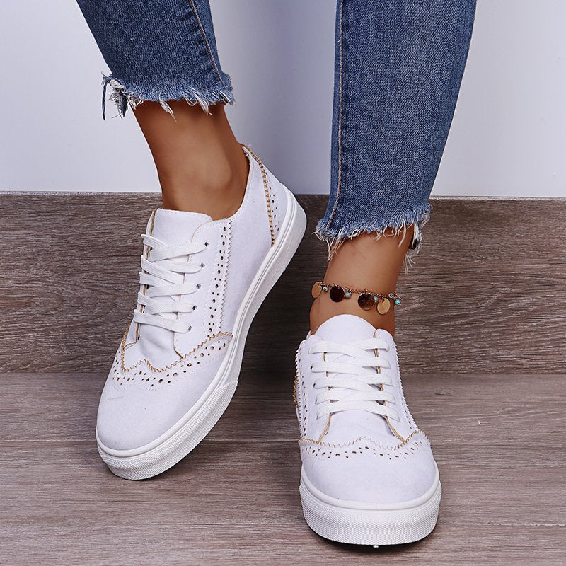 Women's Lace-Up Suede Flat Sneakers