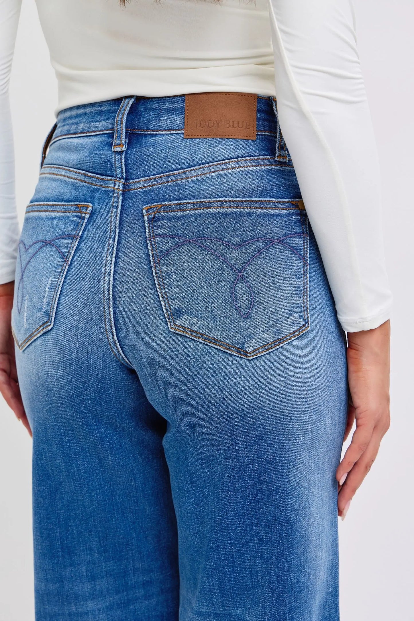 Judy Blue Full Size Distressed Wide Leg Jeans