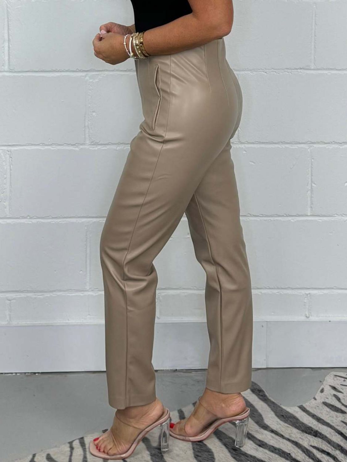 Plus Size High Waist Opaque Straight Pants