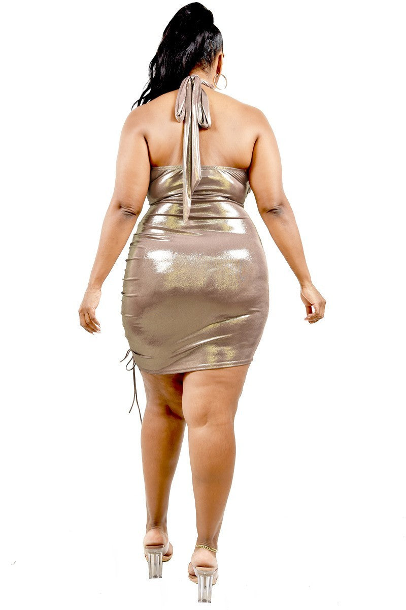 Plus Size Metallic Mini Dress