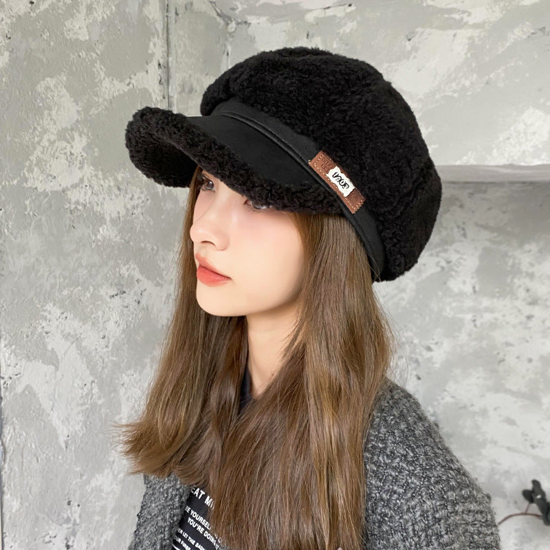 Faux Cashmere Octagonal Winter Peaked Cap