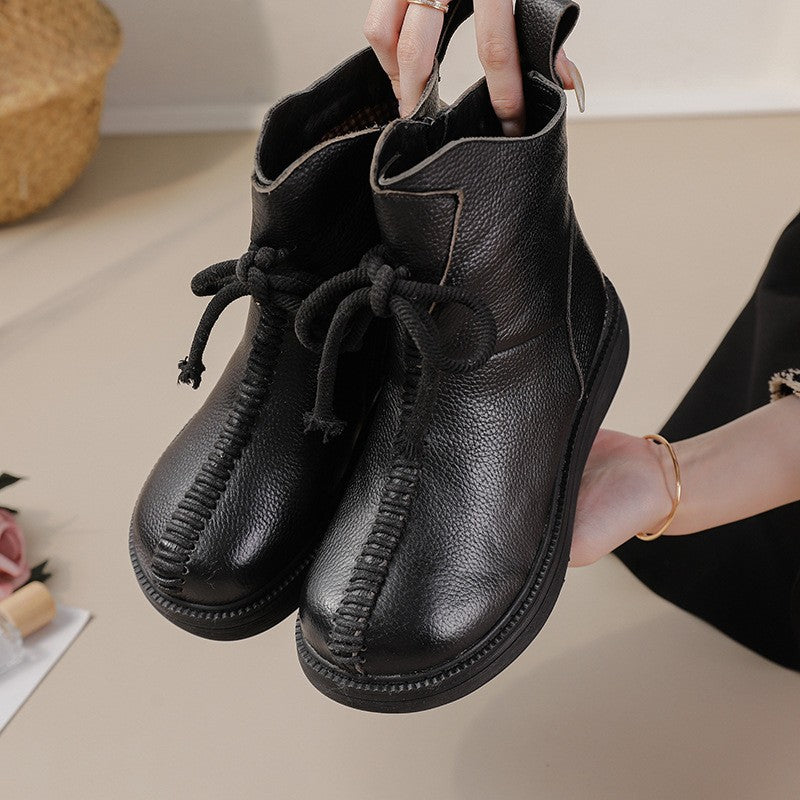 Women's Top Layer Cowhide Platform Boots
