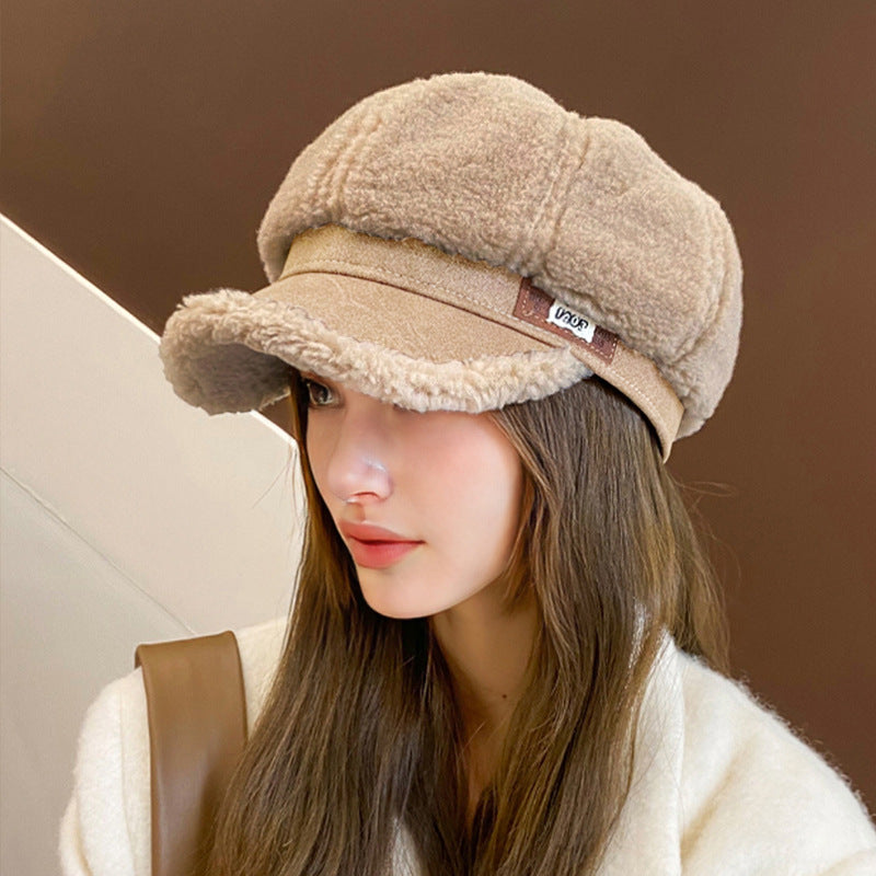 Faux Cashmere Octagonal Winter Peaked Cap