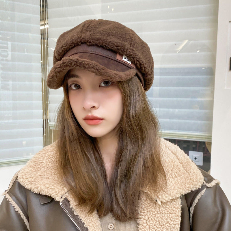 Faux Cashmere Octagonal Winter Peaked Cap