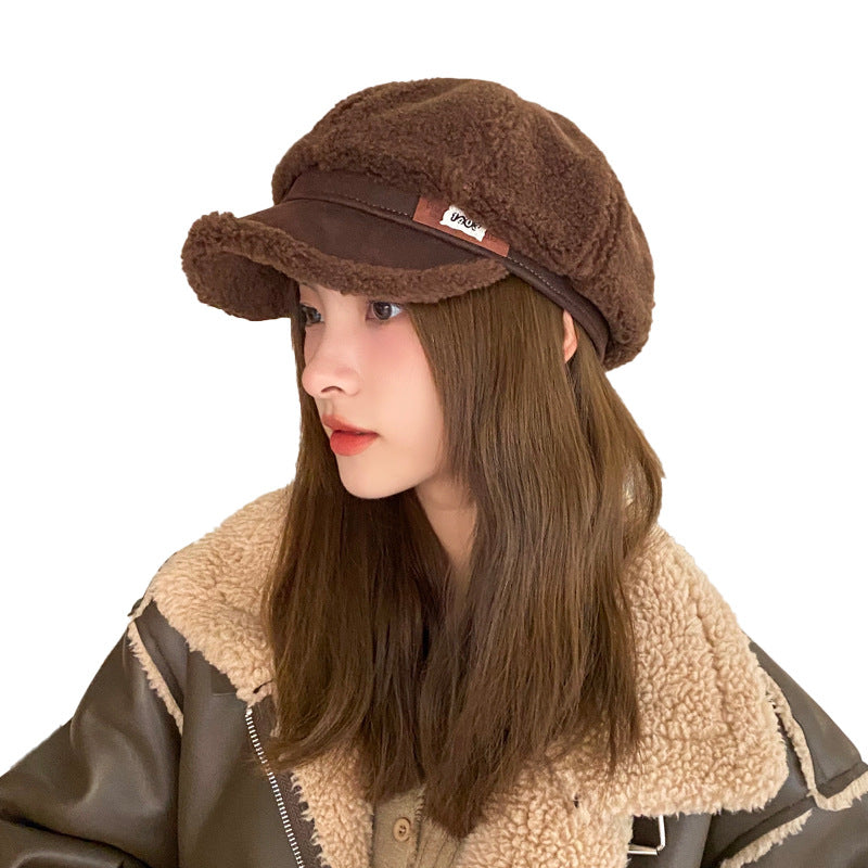 Faux Cashmere Octagonal Winter Peaked Cap