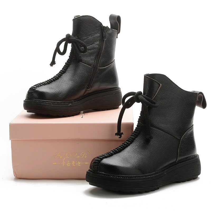 Women's Top Layer Cowhide Platform Boots
