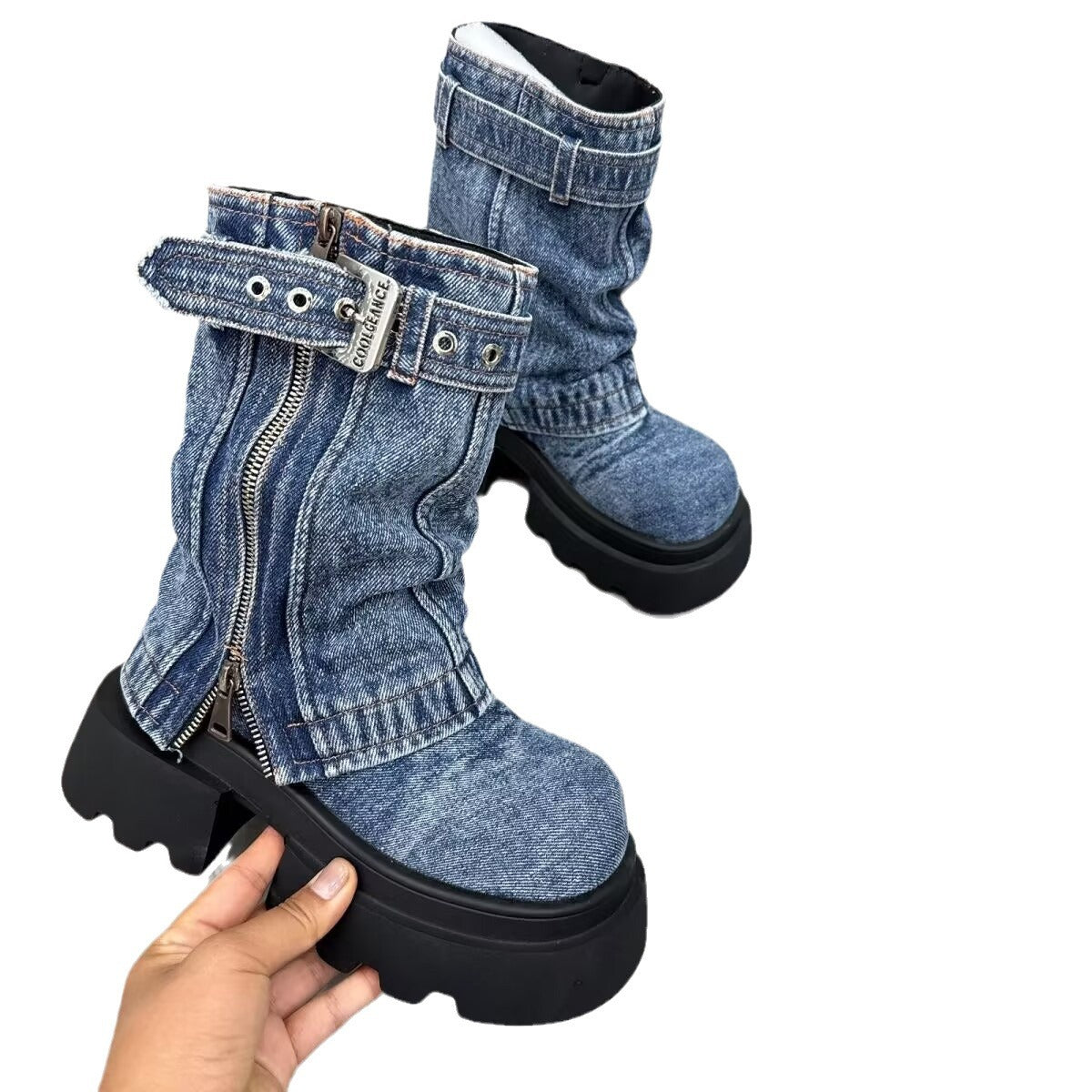 Martin Denim Motorcycle Boots