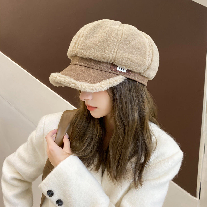 Faux Cashmere Octagonal Winter Peaked Cap
