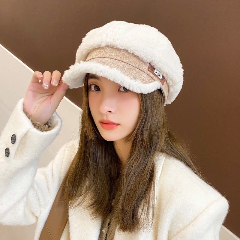 Faux Cashmere Octagonal Winter Peaked Cap