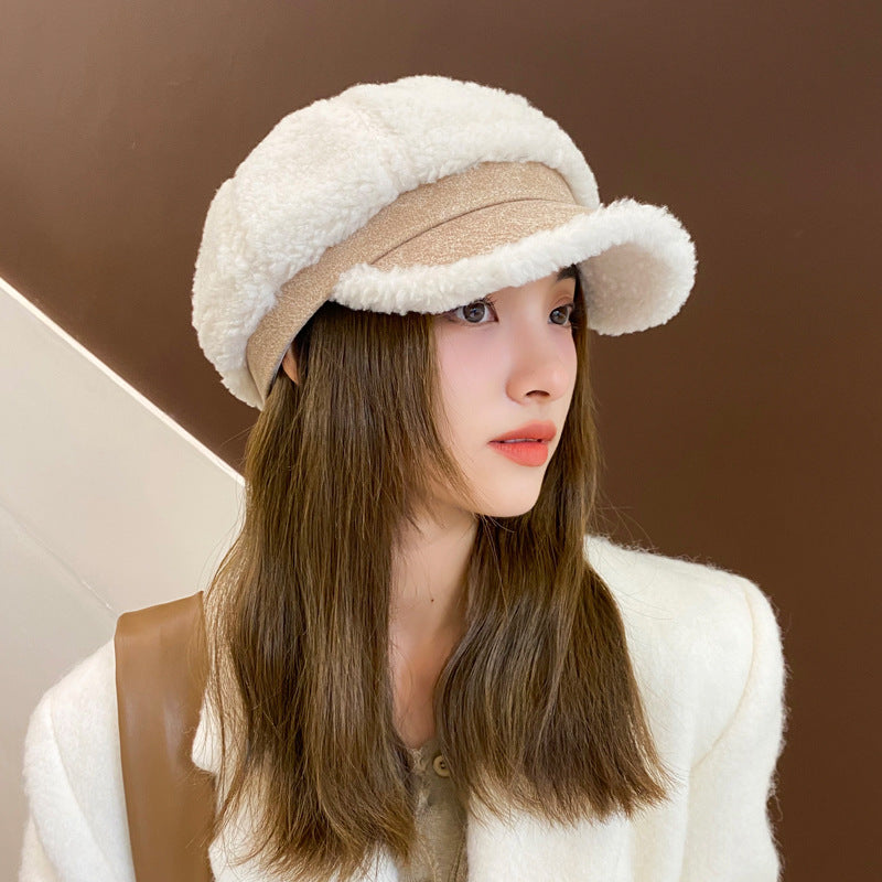 Faux Cashmere Octagonal Winter Peaked Cap