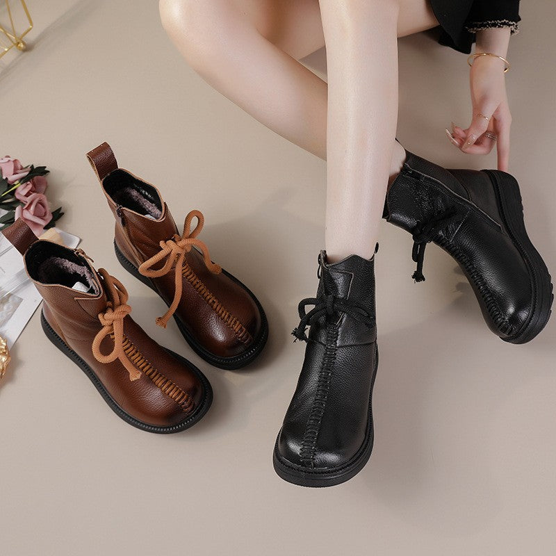 Women's Top Layer Cowhide Platform Boots