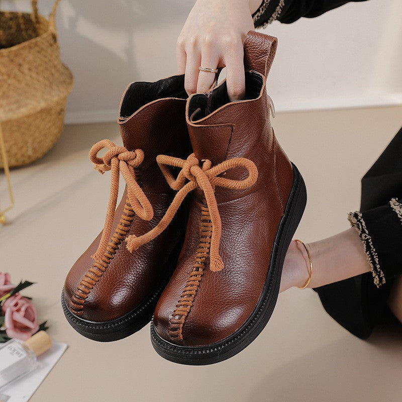 Women's Top Layer Cowhide Platform Boots