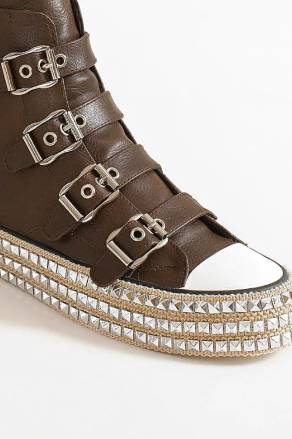 Women's Multi-Buckle Straps Studded Platform Sneakers